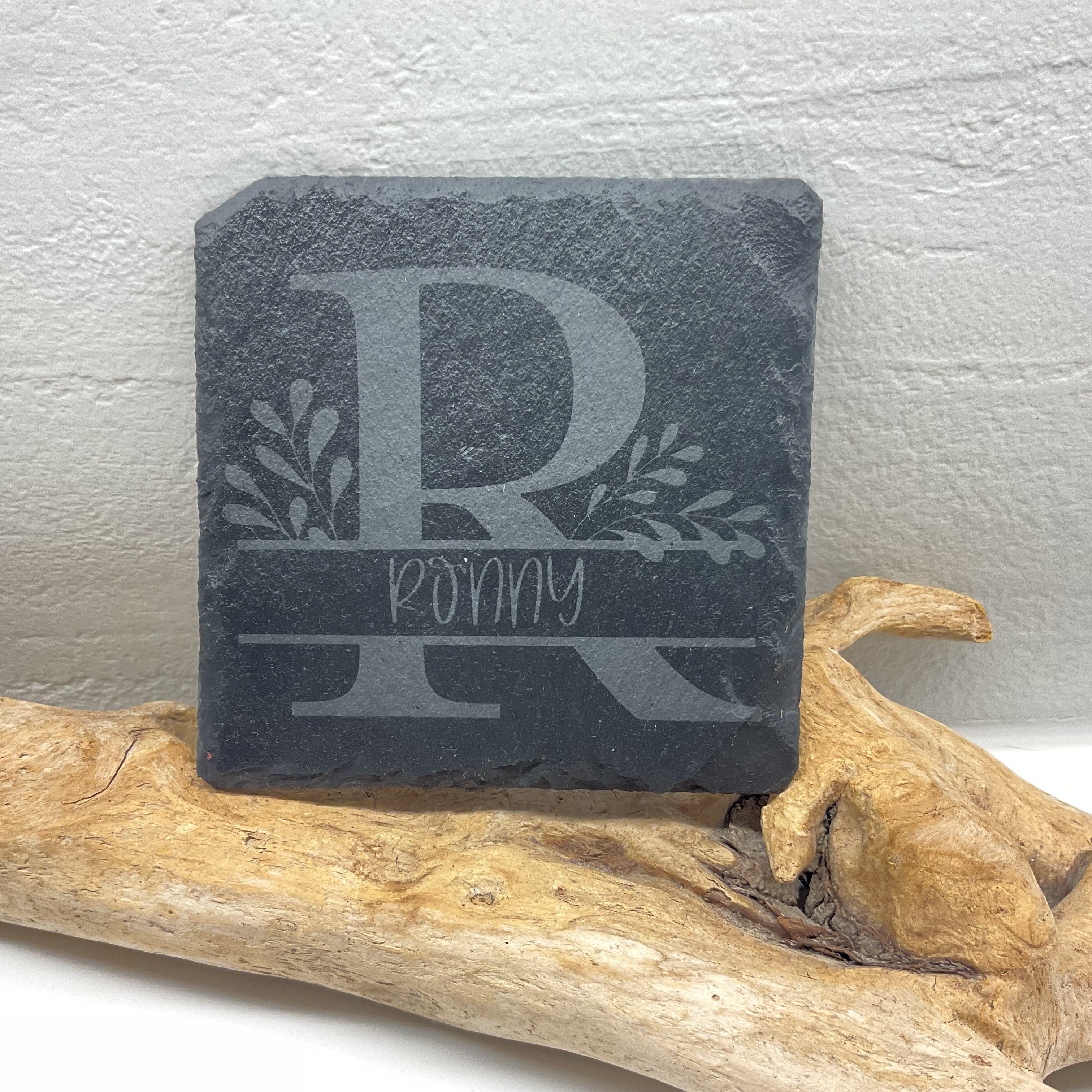 personalisierte Untersetzer aus Schiefer