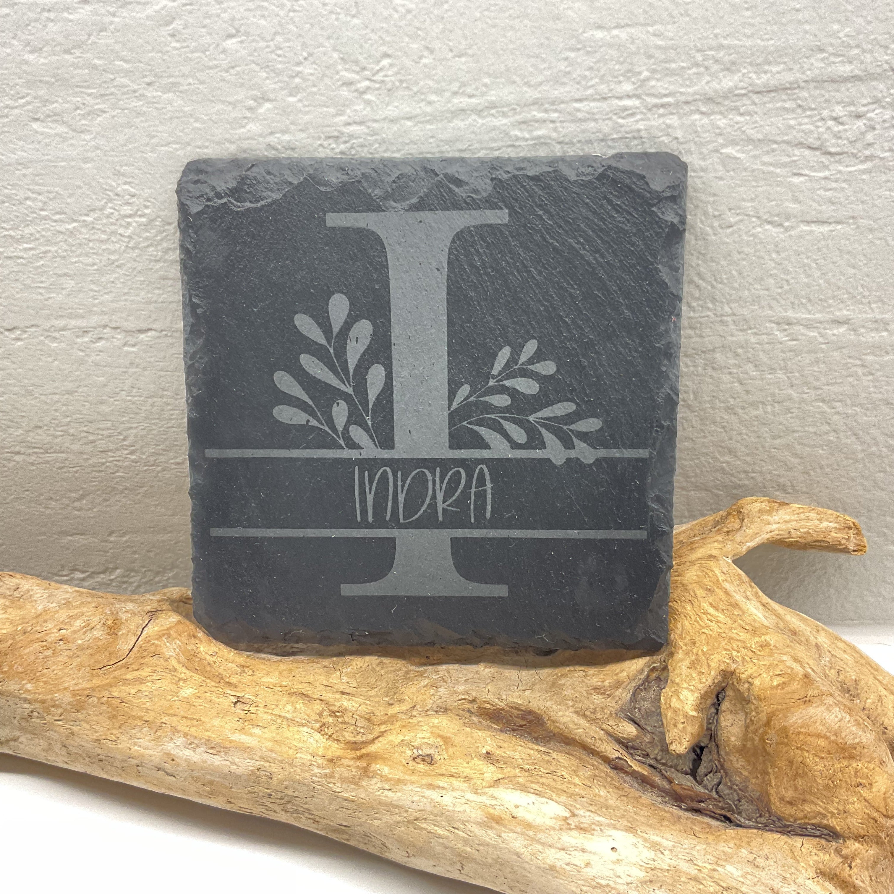 personalisierte Untersetzer aus Schiefer